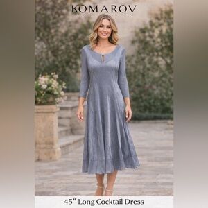 KOMAROV / Charmeuse & Chiffon Silver Gray Cocktail Dress - Sz L